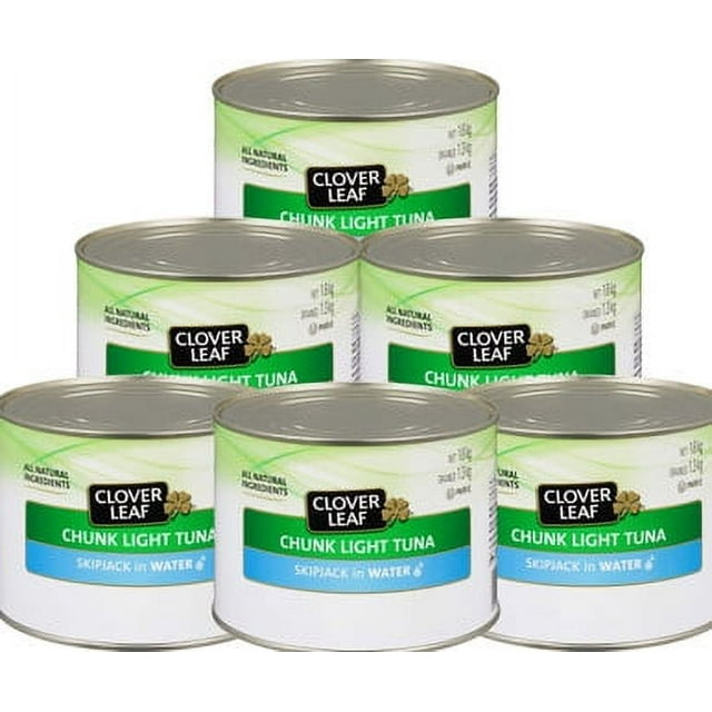 Clover Leaf Chunk Light Tuna in Water, Premium Wild-Caught Protein for Foodservice, 1.88kg (66.5 oz) Cans, Bulk Case of 6