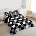 thumbnail image 3 of Homewish Black White Grid 2pcs Bedding Comforter Set For Kids Children Teens,Geometric Buffalo Twin Comforter Sets,Minimalist Abstract Breathable Bedding Set,Microfiber Bedroom Decor,Reversible, 3 of 8