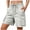 Gray, variant on Women's Cargo Shorts Casual Solid Elastic Waist Drawstring Bermuda Shorts Multi-Pockets Lightweight Polyester Summer Outdoor Pants White