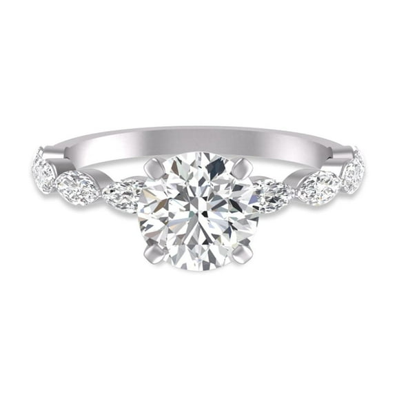 SZUL Women's 14K White Gold Diamond Eleanor Ring with IGI Certified 1 Carat Round Center Lab Grown Diamond