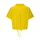 thumbnail image 5 of Vestidos Casuales Para Mujer, Blusas De Mujer De Moda Blusa corta de lino con solapa y botones sueltos para mujer, ropa de trabajo de verano, 5 of 6