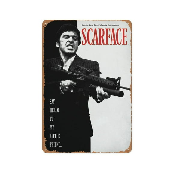 Scarface Movie Poster Retro Metal Sign Vintage Tin Sign for Cafe Bar Man Cave Home Wall Art Decor 12 X 8 inch