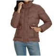 thumbnail image 4 of Pounoo Womens Puffer Jackets Winter Zip Up Solid Color Thickened Warm Coat Quilted Stand Collar Jackets Comfy Casual Padded Coat with Pockets Gift, 4 of 8