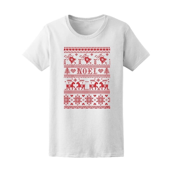 Beautiful Christmas Noel Hearts T-Shirt Women -Image by Shutterstock, Female x-Large