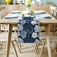thumbnail image 2 of Table Runner Dresser Scarves 72 Inch Long, Dark Blue White Blossom Flowers Linen Dining Table Runners Pastoral Garden Floral Art Tabletop Scarf for Wedding Holiday Party Kitchen, 2 of 7