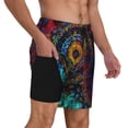 thumbnail image 3 of Picia Mandala Colorful pattern Mens Swim Trunks with Compression Liner Stretch Beach Shorts Quick Dry with Zipper Pockets No-Chafing Board Shorts-Medium, 3 of 9