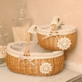 thumbnail image 4 of BIZHUA Wicker Shopping Basket Picnic Basket with Removable Cloth Handmade Woven Rattan Picnic Basket for Camping Party, 1* Storage Basket, 4 of 8