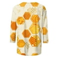 thumbnail image 5 of JTZGDY Funny Bee Shirts for Women Loose Fit Casual Summer 3/4 Lenght Sleeve Crewneck Tunic Blouse Trendy Oversized Dressy Pullover Tops Yellow#11 XXXL, 5 of 6