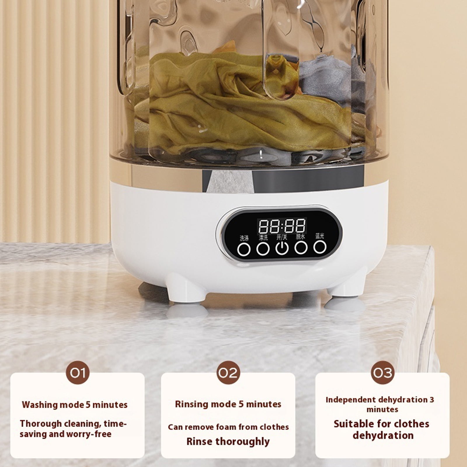 3L Wireless Washing Machine Portable Rechargeable Small Machine for Underwear Washer Cordless Laundry