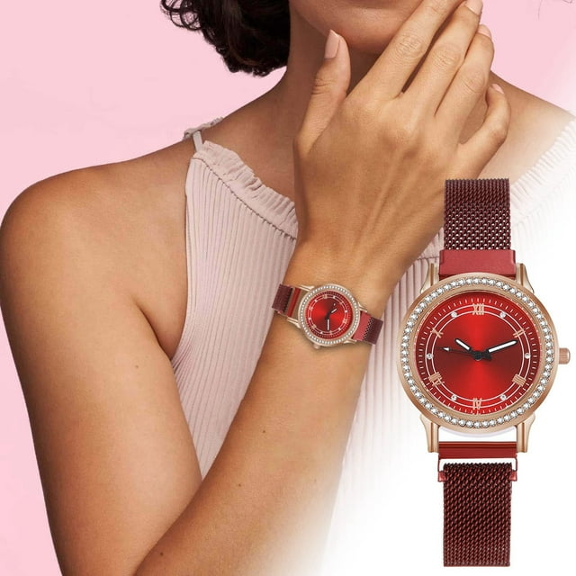 WIFKLSIIPG Ladies' Fashion Watch Stainless Steel Mesh Strap Watch Elegant Ladies' Precise Second Hand Timing