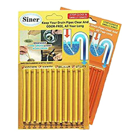 Fiberglass Bathtub Cleaner Kitchen Sink Drain Cleaner Sticks - Shower Bathtub Toilet Enzymes Snake Drain Cleaner and Deodorizer Keeps Sewer Pipe Clear and Odor Free, Drain Cleaning Products As Seen On TV (Lemon&Orange) ()