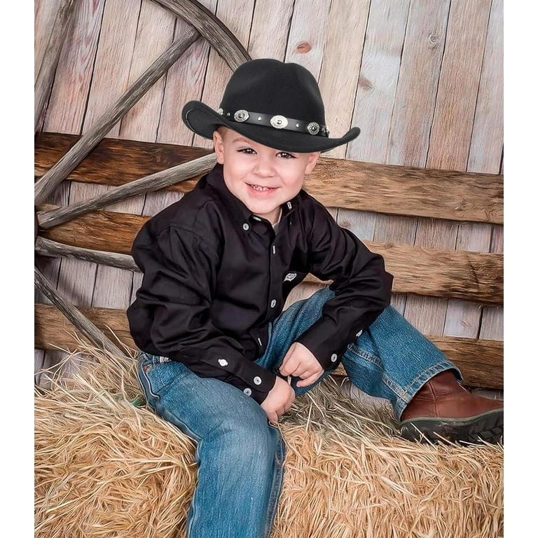 OwnShow Western Cowboy Cowgirl Hat for Kids Boys Girls Felt Fedora Hats for Kids 3 6 Years Walmart