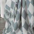 thumbnail image 2 of Chezmoi Collection Kendall Checkered Cotton Muslin Throw Blanket 50" W x 60" L, Knit Woven Gauze Blanket with Frayed Tassels for Bed Couch Travel Lightweight Breathable Cozy Throw, Gray/White, 2 of 12