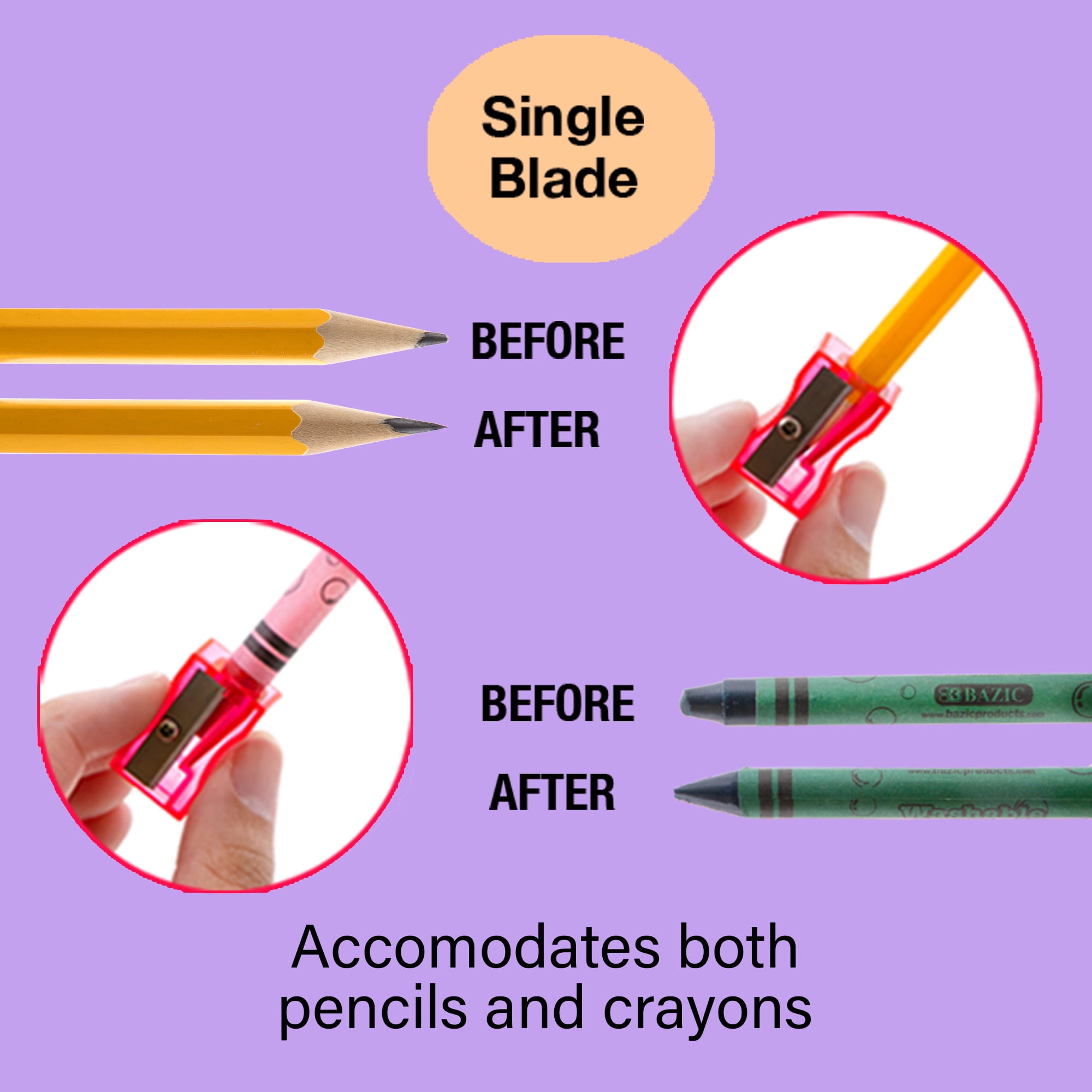 BAZIC Pencil Sharpener Square Single Hole Blade, Total 576 Count