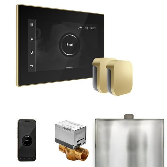 Mr Steam XButler Max Steam Shower Ctrl Pkg w/iSteamX Control and Steamhead in Black Satin Brass