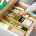 thumbnail image 3 of ROYAL CRAFT WOOD Organizador de cajones de cocina de bambú de lujo – Organizador de utensilios expandible para cajón – Soporte para utensilios y cubiertos y bandeja para cubiertos (natural 19.6" x 17", 3 of 5
