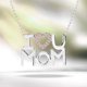 thumbnail image 2 of JeenMata Collar con Colgante de Corazón Abierto Adornado con Piedra Rosa Te Amo Mamá en Oro Blanco de 18 K sobre Plata - Piedra Natal de Octubre - Regalo para Mamá, 2 of 2