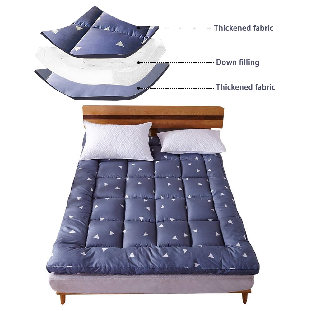 Extra Thick Twin Mattress Topper Pillow Top Mattress Protector Cover with 3 inch Down Alternative Fill Microfiber Soft and Breathable,Blue