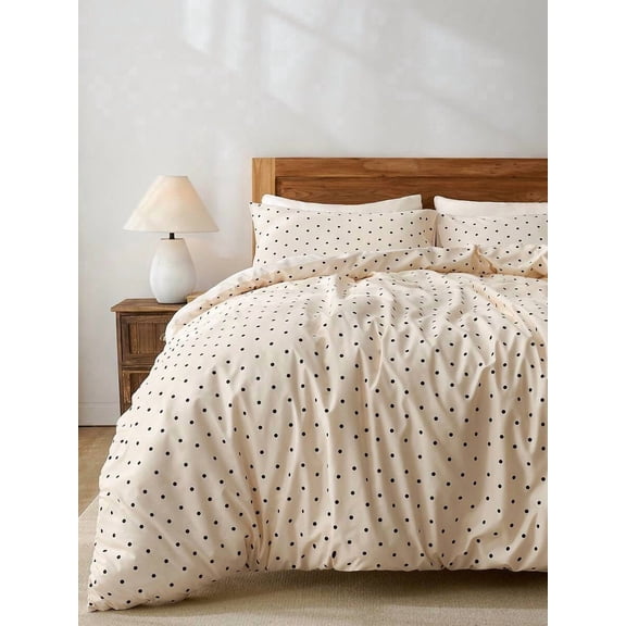 Multicolor 2/3 Pcs Black Dots Print Duvet Cover Bedding Set, Duvet Cover