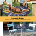 thumbnail image 6 of Elastic Fitted Round Tablecloth, Japanese Waterproof Stretch Table Cover for 45"-54" Tables, Navy Blue Country Flowers Leaves Aesthetic Washable Outdoor Tablecloths for Patio, Picnic, Camping, 6 of 9