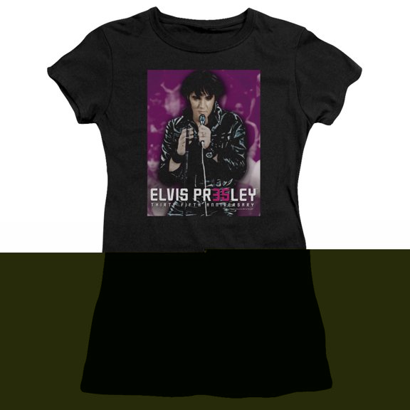 Elvis Presley 35 Leather Premium Junior Women's T-Shirt Black