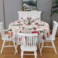 thumbnail image 2 of Beige Christmas Santa and Reindeer Pattern Round Tablecloth 60"x60",Wrinkle Wipeable Table Cloth for Kitchen Dining Room Picnic Patio Party, 2 of 6