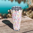 thumbnail image 3 of Flamingo 40oz Tumbler with Handle and Straw, Pineapple Flamingo Cup Coffee Mug Stainless Steel Insulated Water Bottle, Yellow Pink Flamingo Gifts for Women Girl Birthday Christmas, 3 of 6