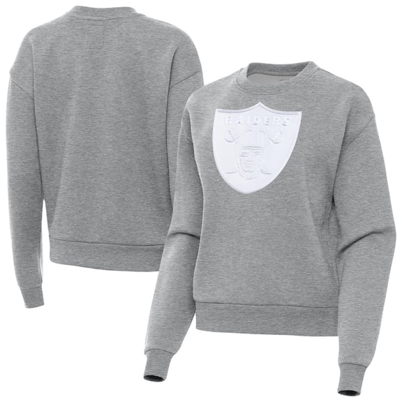 Women's Antigua Heather Gray Las Vegas Raiders Victory Pullover Sweatshirt