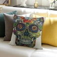 thumbnail image 3 of BANET Throw Pillow Cushion Cover, Celebration Skull with Style Details, Decorative Square Accent Pillow Case 24x24in, 3 of 5