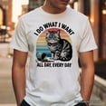 thumbnail image 5 of I Do What I Want Cat Retro T-Shirt, Unisex Sarcastic White Tee for Cat Lovers, 5 of 6