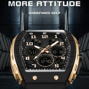 Findtime Designer Watches for Men Causal Quartz Dress Wrist Watch Unique Rectangle Dial White Wristwatch with Digital Analog Dual Time Display Countdown