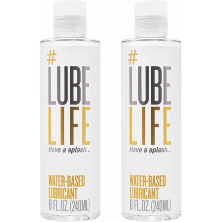 Lube Life Water Based Personal Lubricant, Lube for Men, Women & Couples, Non-Staining, 2 x 8 Fl Oz