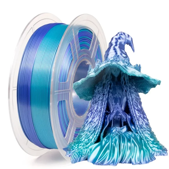 iSANMATE  Silk PLA Gradient 3D Printing Filament, 1KG Spool 1.75mm Silk Gradient Blue Light Blue Filament 2.2lb , Compatible FDM 3D Printers