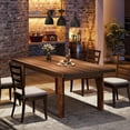 thumbnail image 6 of Finmind Wood Dining Table for 4-6 People, 63-Inch Farmhouse Kitchen Table with Solid Wood Legs, Rectangular Dinner Table for Dining Room, Kitchen, Living Room, 6 of 8