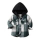 thumbnail image 2 of Camisa a cuadros con capucha y botones de manga larga para niños pequeños y niñas, chaqueta con capucha, abrigo, ropa de otoño, color negro (2-3 años), 2 of 4