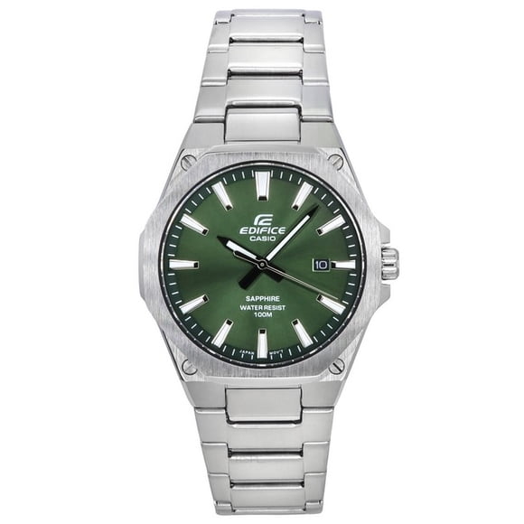 Casio Edifice Cristal de Saphir Analogique Acier Inoxydable Cadran Vert Quartz EFR-S108D-3A 100 m Montre pour Homme