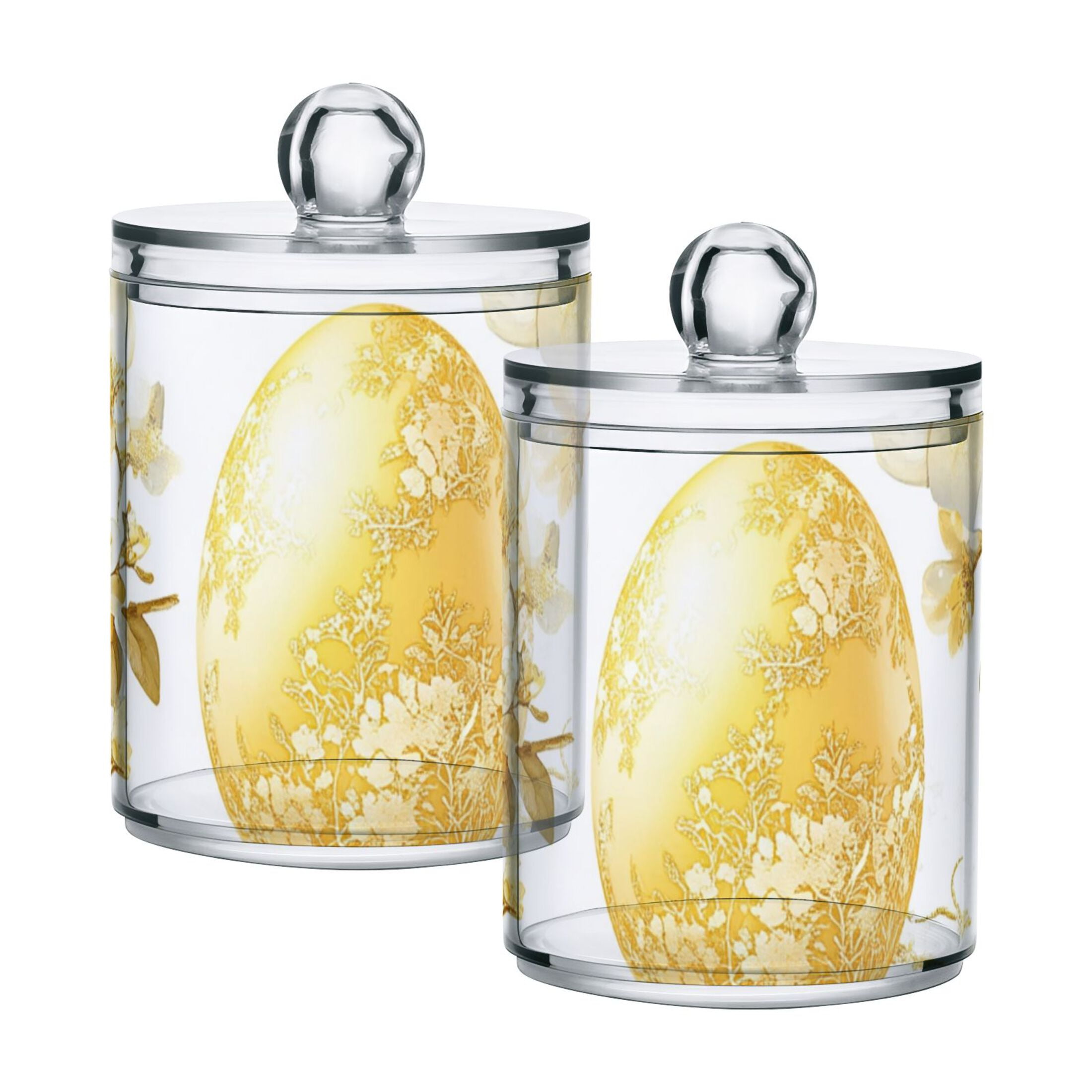 Ckdifva Gold Easter Eggs Flowers Storage Jar with Lid Acrylic Organization Storage Containers Set of 4
