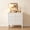 White, variant on Fluted Wood Bedside Table with Charging Station, 32" Tall Bedside Table - 3 Drawers Storage - Modern Bedroom End Table, Blue/Pink/Green/White