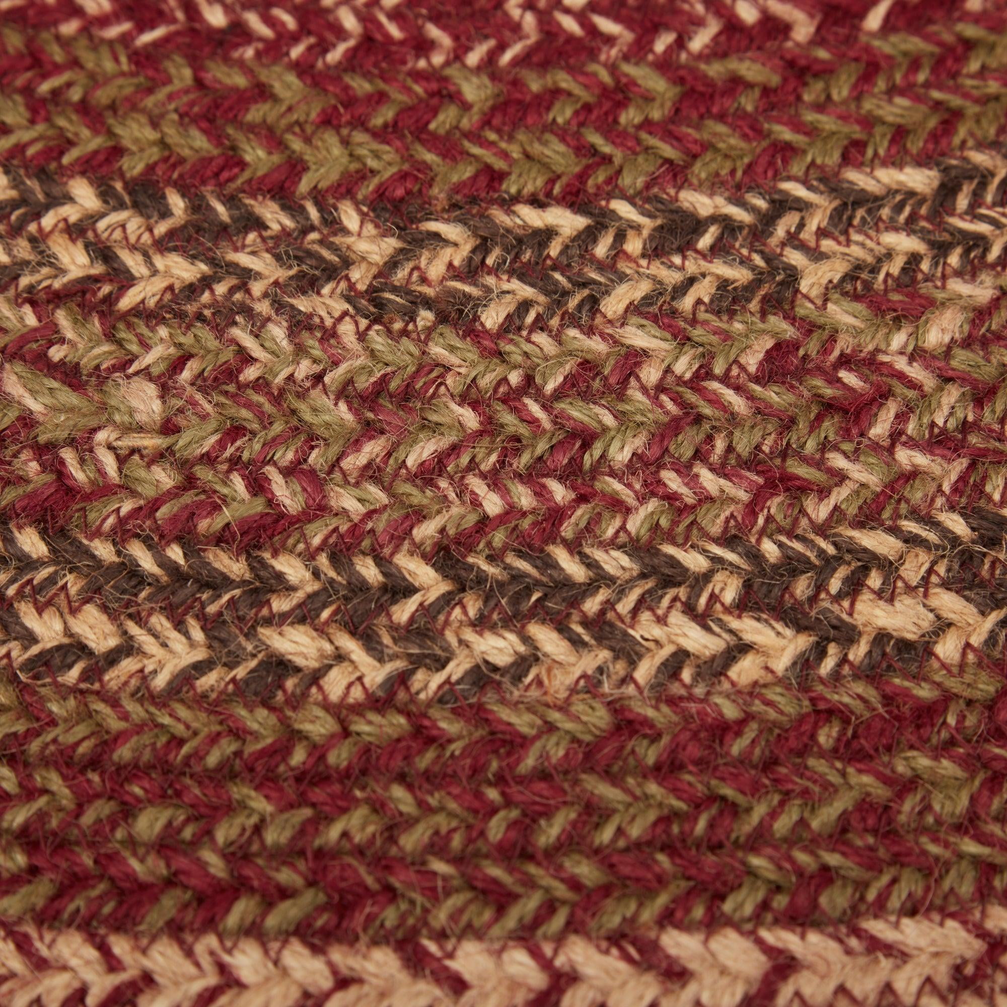 VHC Brands Cider Mill Primitive Jute Red Striped Rug Half Circle Decor 16.5"x33"
