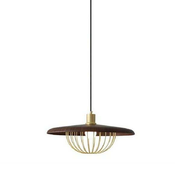 Nordic Style Metal Pendant Light Fixture, Wood Grain Modern Pendant Lamp, Rustic Farmhouse Pendant Lighting, Single Retro Industrial Pendant Light for Kitchen Island Dining Room Table Bar