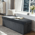 thumbnail image 5 of Pinmoco 43" Folding Storage Ottoman Bench with Side Pocket, Corduroy Storage Bench Entryway Bench for Bedroom, Living Room, Gray, 5 of 10