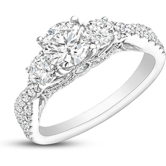 Dreamofdazzles Jewels 3.00 Ct Round Cut White Diamond Engagement Wedding Promise Eternity Band Ring 14K White Gold Plated 925 Sterling Silver For Women's -5