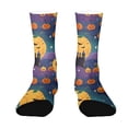 thumbnail image 3 of Halloween Socks Funny Halloween Pumpkin Novelty Crazy Crew Socks for Men Women Casual Athletic Breathable Mid Calf Anti Slip Socks Purple, 3 of 7