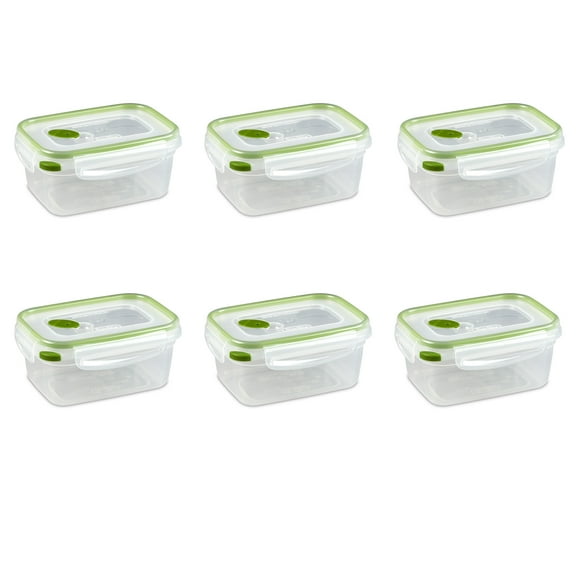 Sterilite Ultra•Seal™ 4.5 Cup Rectangle, Latching Food Storage Container, Airtight Watertight Seal, Green, 6 Count