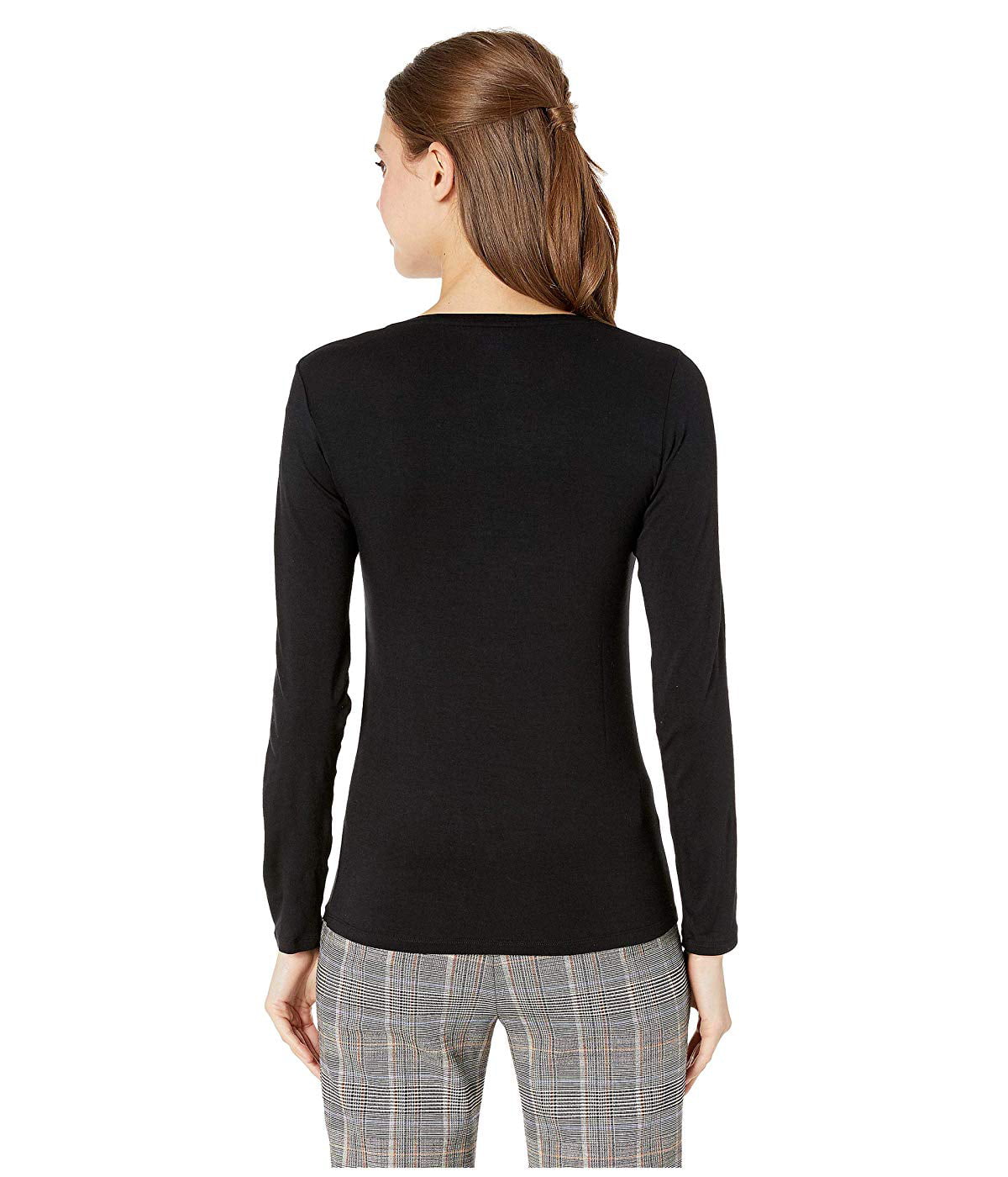 Majestic Filatures Womens Soft Touch Flat-Edge Long Sleeve Crew Neck 