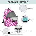 thumbnail image 4 of Pink and White Wavy Checkered Pattern Backpack for School, Cute School Bag with Adjustable Shoulder Straps and Padded Back, 13.4"x11"x4.7", 4 of 5