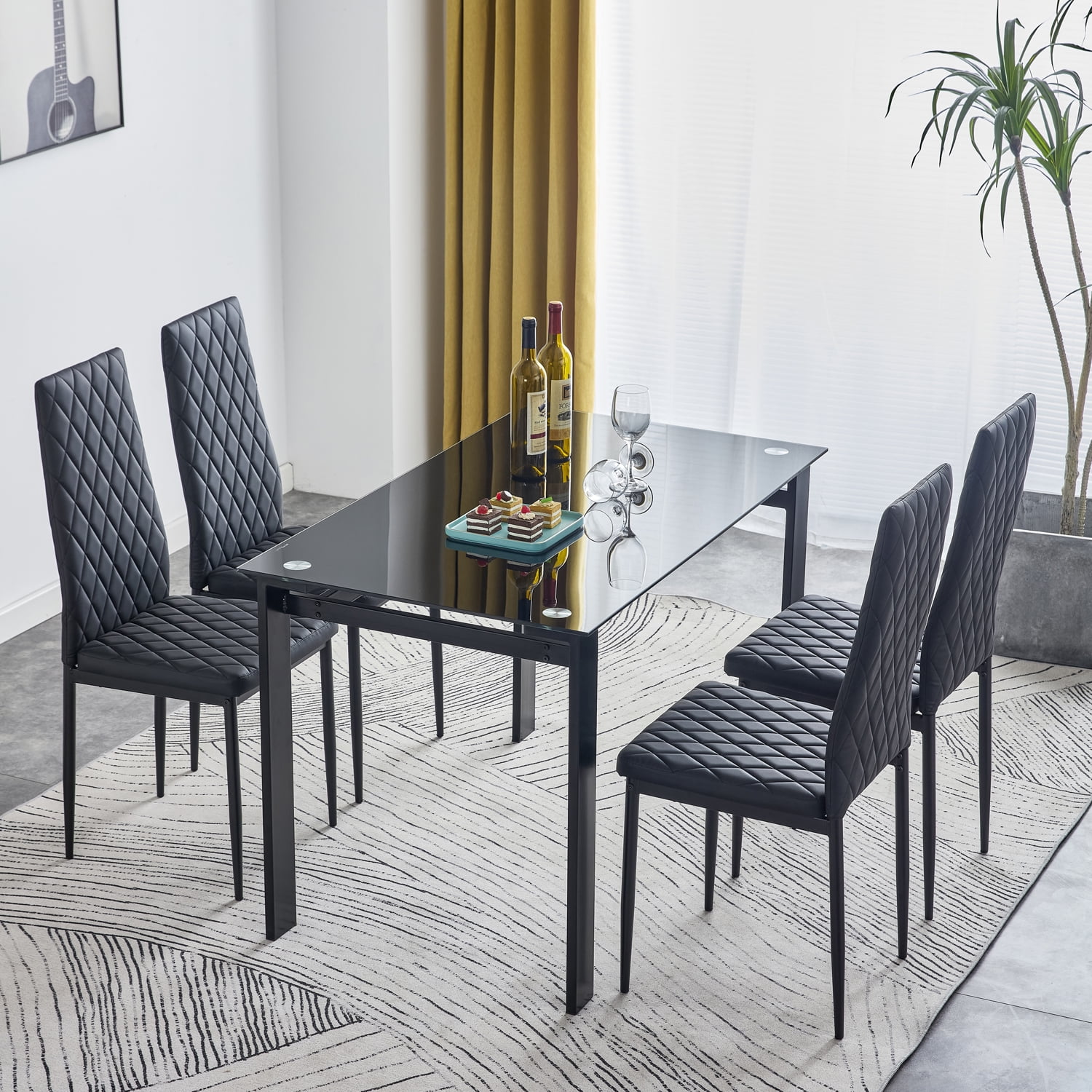 Yardi Yard Modern Faux Leather Dining Chair with Metal Legs, High Back Padded Seat Chair for Kitchen, Dining Living Room, Restaurant, Set of 4, Black Yardi Yard Modern Faux Leather Dining Chair with Metal Legs, High Back Padded Seat Chair for Kitchen, Dining Living Room, Restaurant, Set of 4, Black