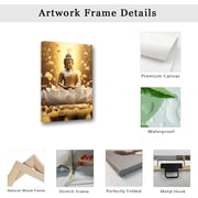 Gold Buddha Painting Zen Canvas Wall Art Buddha Statue Lotus Picture Spiritual Prints Spa Artwork for Yoga Meditation Buddhist Prayer Room(Picture-2, (12.00 x 18.00))