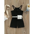 thumbnail image 2 of Bagilaanoe Toddler Baby Girl Summer Romper Overalls 9M 12M 18M 24M 3T 4T Ribbed Sleeveless Sling Shorts Jumpsuit with Belt Bag, 2 of 9