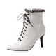 thumbnail image 1 of NECHOLOGY Zapatos Botines de mujer Botas de tobillo de encaje de moda de invierno para mujer con tacones tacones puntiagudos con cordones botas de tobillo con cremallera lateral (White 7), 1 of 7